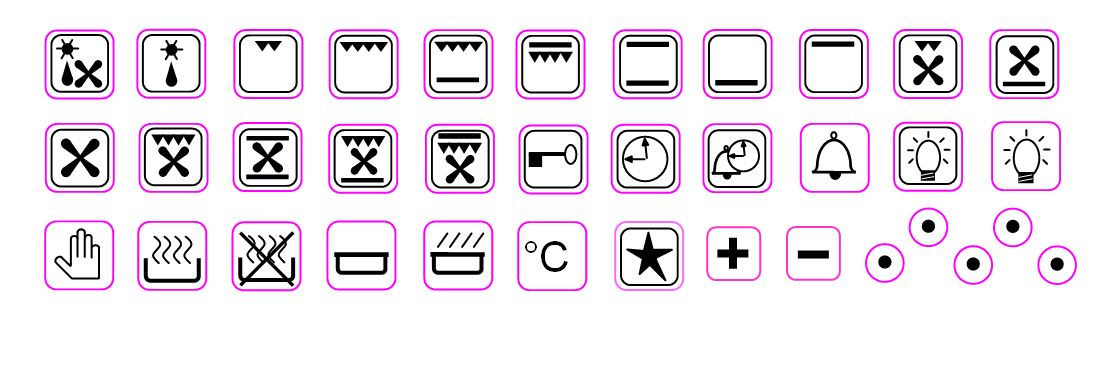 separate oven symbols