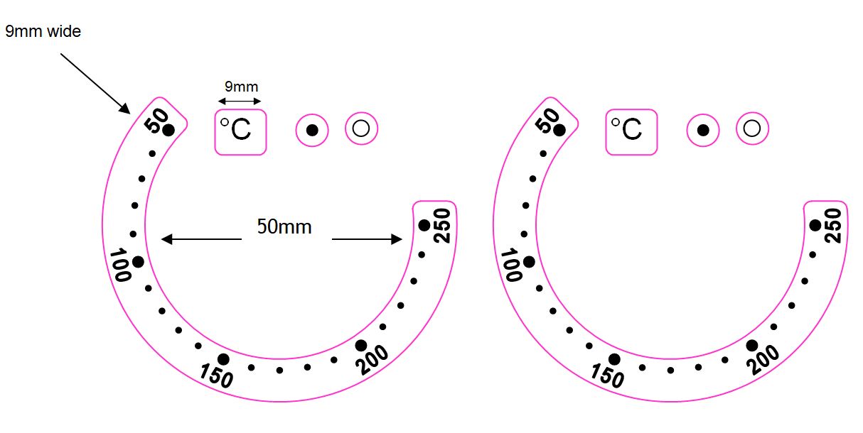 ANTICLOCKWISE OVEN TEMPERATURE
                                DECALS
