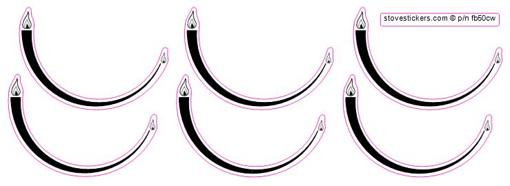 gas hob flame stickers clockwise