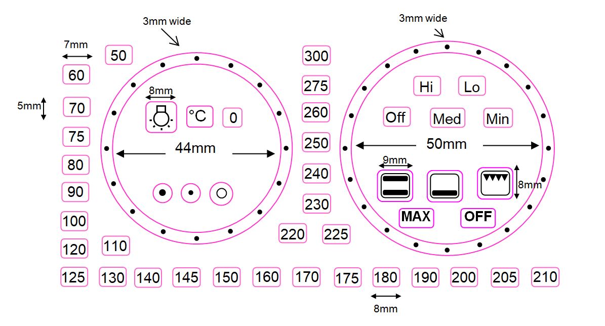 Separate oven numbers