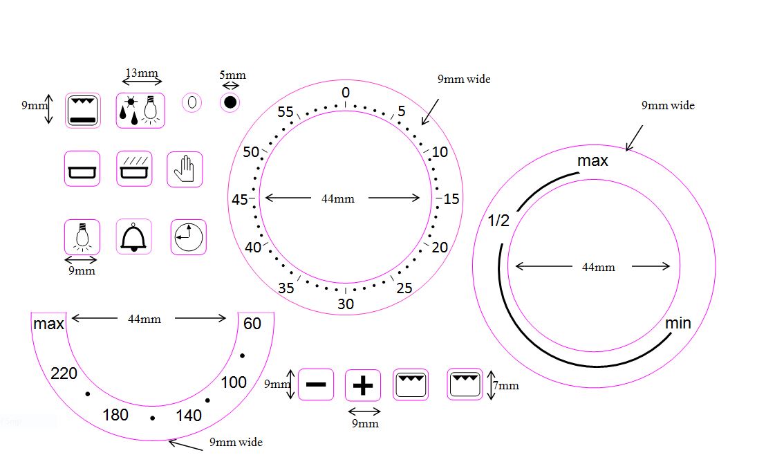 Oven temperature and timer set